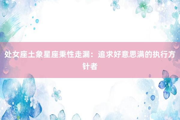 处女座土象星座秉性走漏：追求好意思满的执行方针者